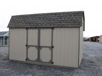 Pine Creek 10x14 Madison Dutch Barn with PC Clay walls, Bronze trim, and Weatherwood shingles