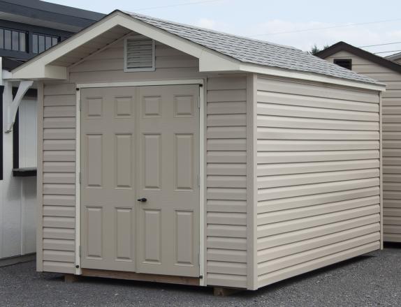 8x12 Front Entry Peak Storage Shed with vinyl siding