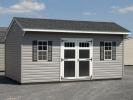 10x18 Cottage Style Storage Shed with Vinyl Siding and Wood Double Doors